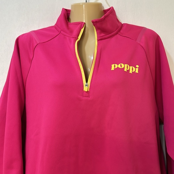POPPI WOMENS 1/4 ZIP SWEATSHIRT PINK PULLOVER MEDIUM - Picture 3 of 9